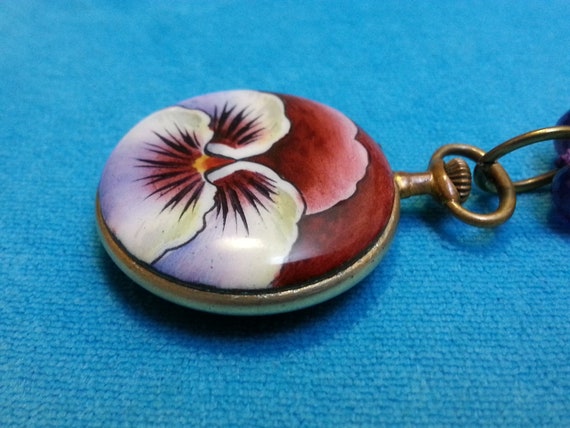 Rare Art Nouveau enamel pocket watch, lovely pans… - image 10