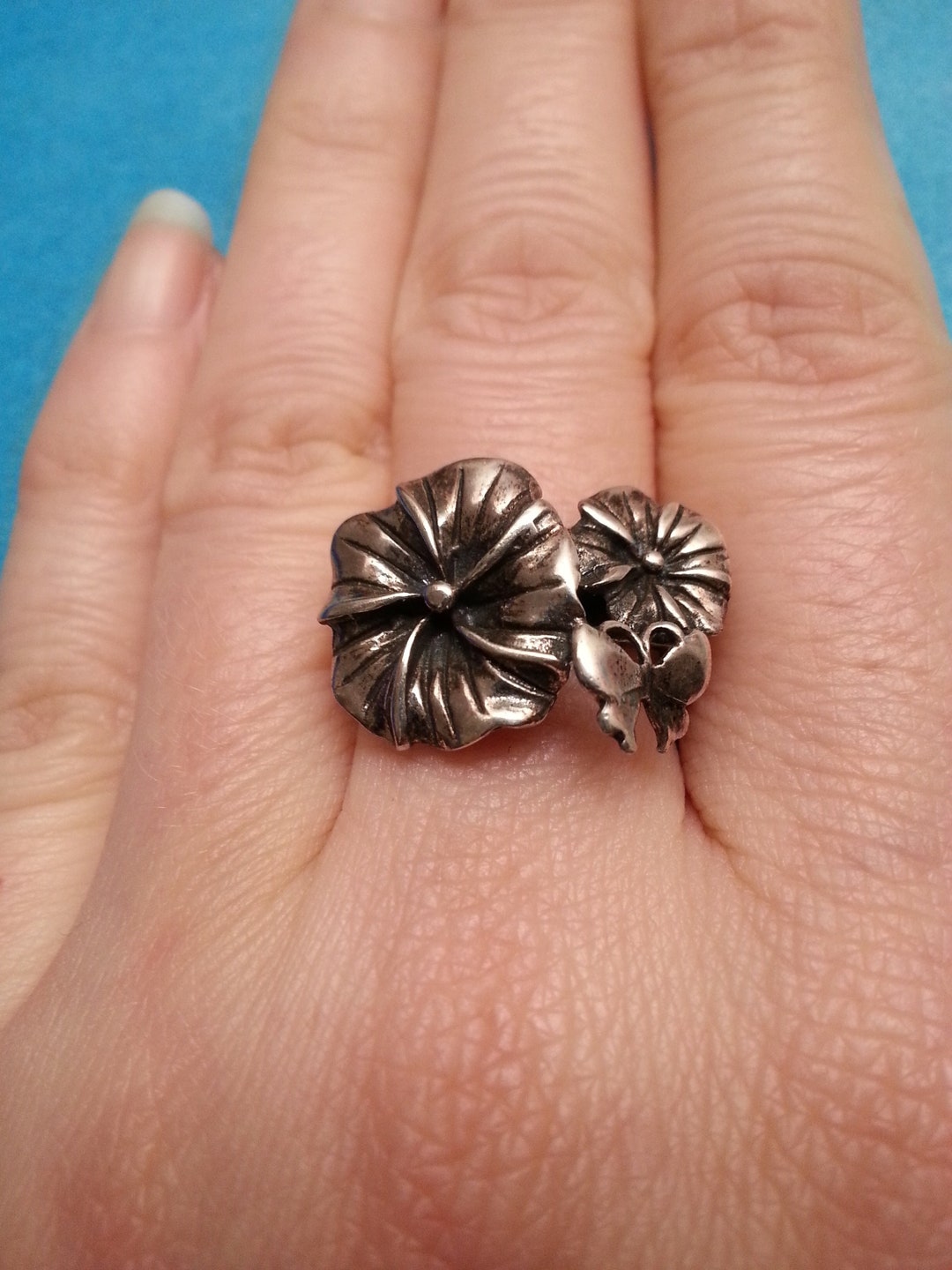 Silver Classy Rings Classy Sterling Silver Vintage Sculptural Ring, Plumeria Flowers and ...