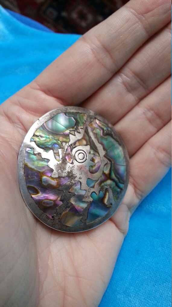 Beautiful silver abalone brooch pendant, made in … - image 4