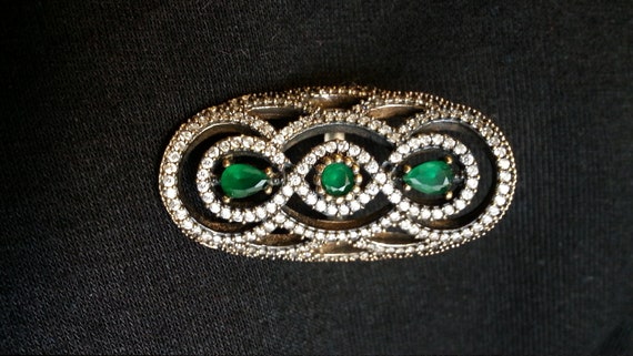 Impressive Ottoman statement cocktail ring, emera… - image 2