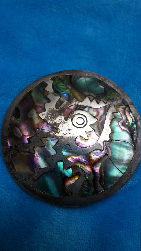 Beautiful silver abalone brooch pendant, made in … - image 3