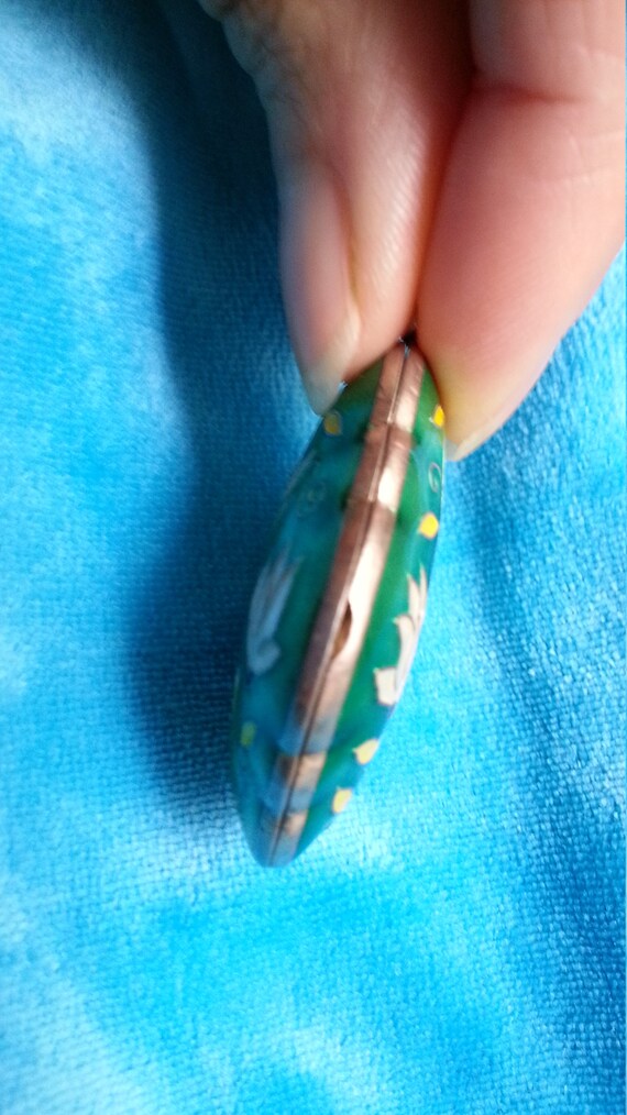 Beautiful* Chinese enamel puffy pillbox locket pe… - image 8