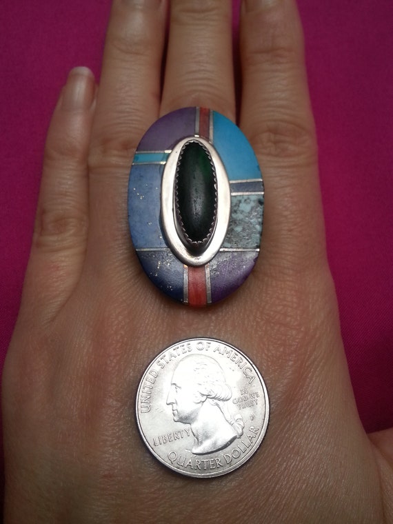 Unique Navajo sterling silver ring, signed Betty … - image 8