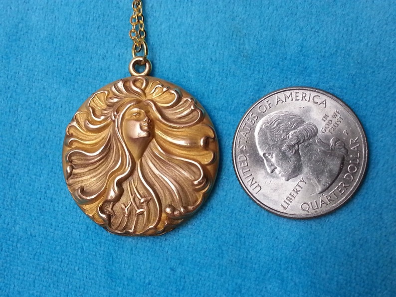 Rare Large Antique Edwardian/art Nouveau Locket, Beautiful Lady or ...