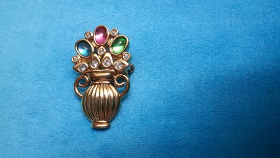 Beautiful vintage flower vase brooch and pendant,… - image 9