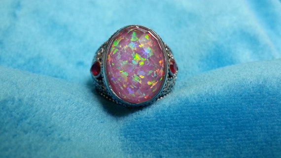 Spectacular sterling silver opal ring, Sajen styl… - image 6