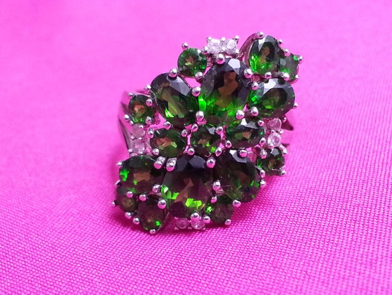 Beautiful sterling silver chrome diopside and whi… - image 8