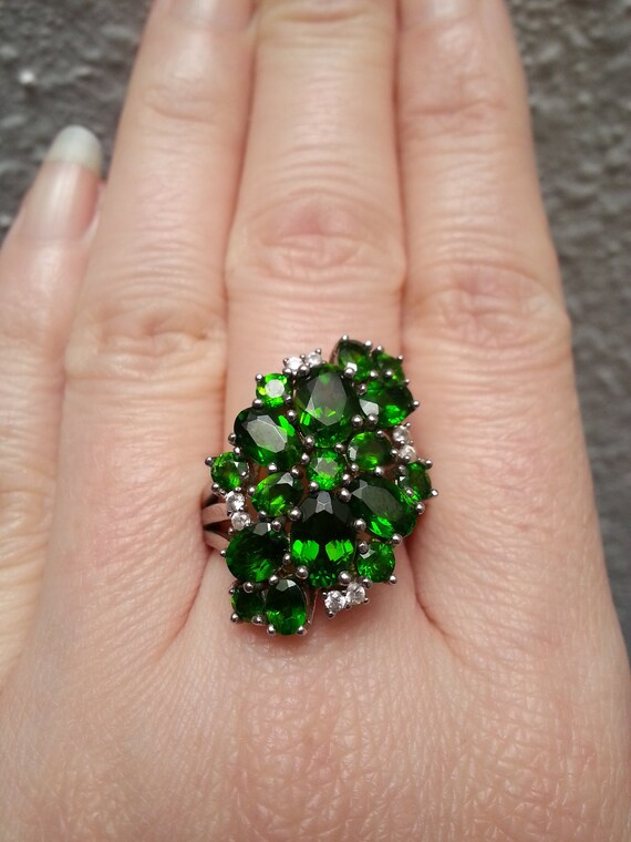 Beautiful sterling silver chrome diopside and whi… - image 2