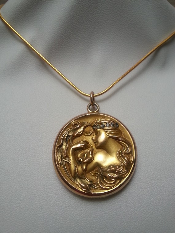 Splendid Edwardian/Art Nouveau gold-filed locket,… - image 7