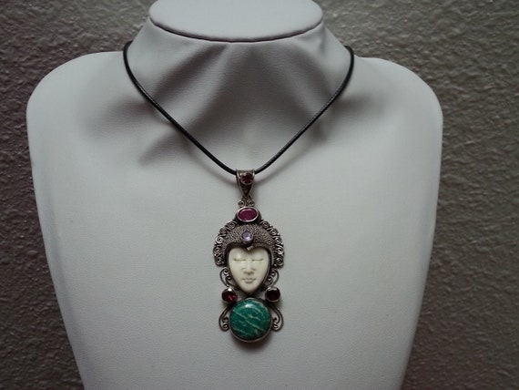 Beautiful sterling silver ruby amazonite garnet a… - image 9