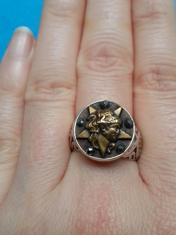 Antique Victorian button in sterling silver signet se… - Gem
