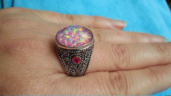 Spectacular sterling silver opal ring, Sajen styl… - image 5