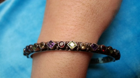 Elegant sterling stackable bangle bracelet, garne… - image 3