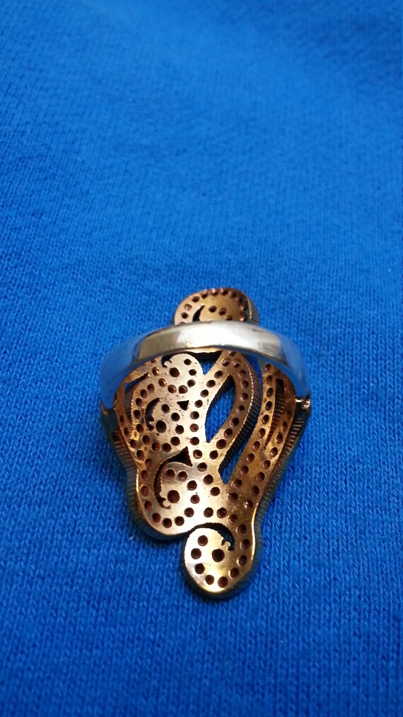 Impressive statement ring, sterling silver and br… - image 9