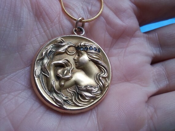 Splendid Edwardian/Art Nouveau gold-filed locket,… - image 5