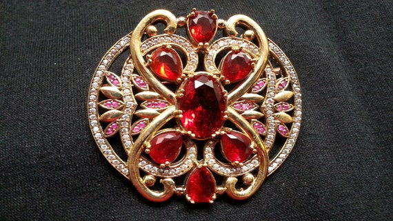 Large sterling silver ruby impressive Ottoman  br… - image 2