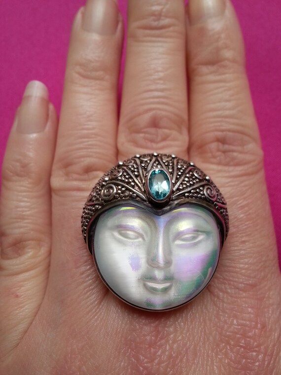 Impressive Sajen sterling silver ring, fiber optic