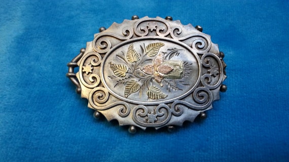 Beautiful Victorian silver gold brooch, aesthetic… - image 3