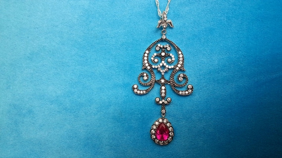 Marvelous sterling silver ruby Victorian/antique-… - image 1