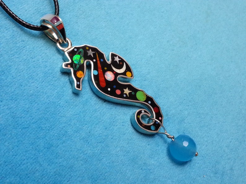 Beautiful Sterling Silver Double-sided Seahorse Pendant, Cosmic Moon ...