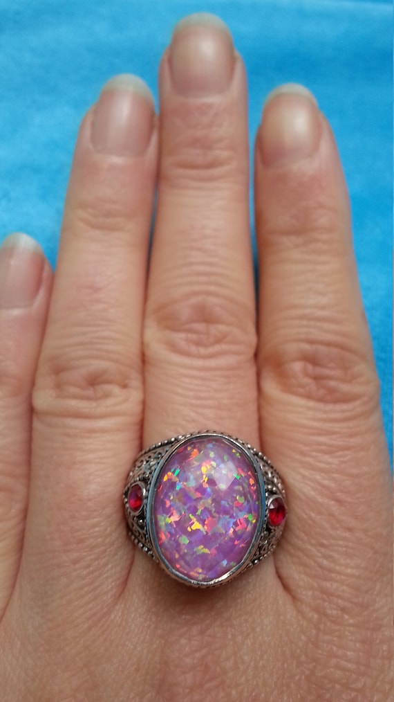 Spectacular sterling silver opal ring, Sajen styl… - image 2