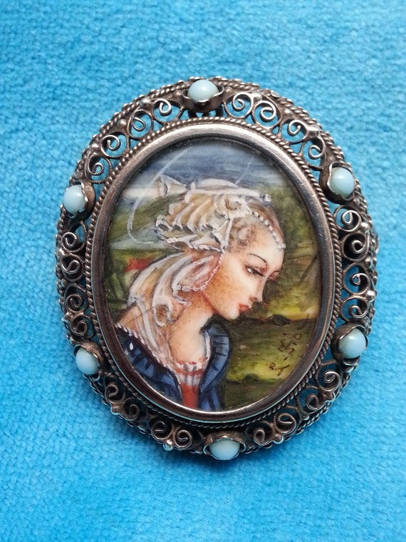 Wonderful vintage filigree brooch/pendant, 800 si… - image 7