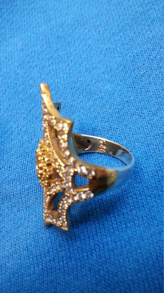 Impressive statement ring, sterling silver and br… - image 9