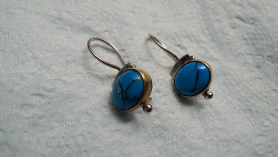 Lovely Sterling silver and 22k gold turquoise ear… - image 8