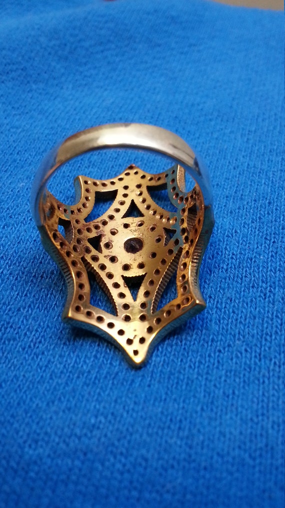 Impressive statement ring, sterling silver and br… - image 10