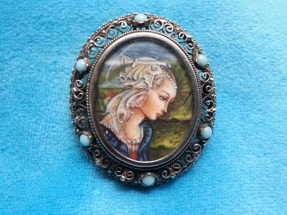 Wonderful vintage filigree brooch/pendant, 800 si… - image 4