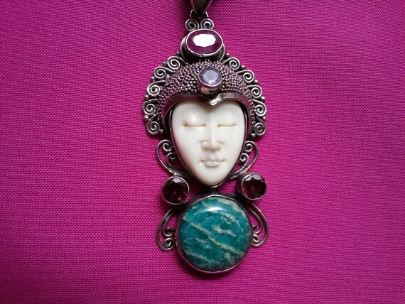 Beautiful sterling silver ruby amazonite garnet a… - image 4