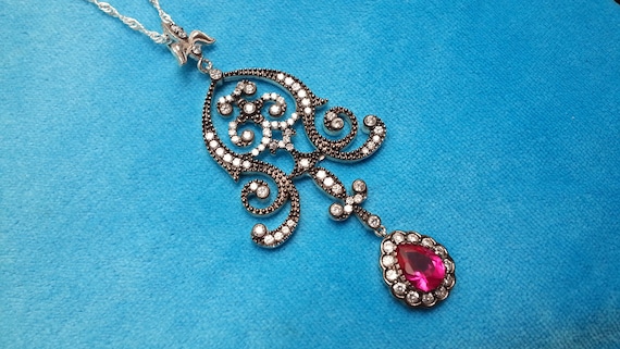 Marvelous sterling silver ruby Victorian/antique-… - image 6