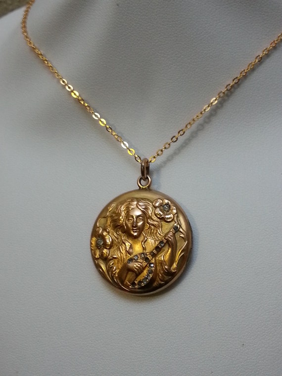 Majestic antique Edwardian/Art Nouveau gold-filed… - image 7