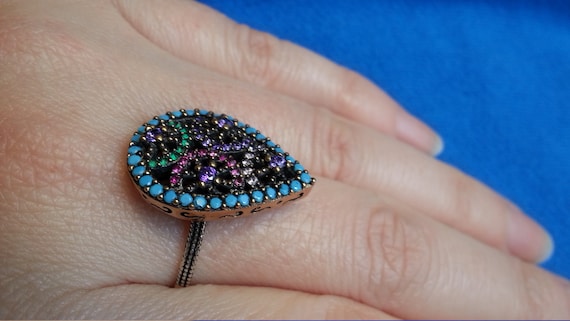 Delightful sterling ruby teardrop ring, sparkling… - image 5