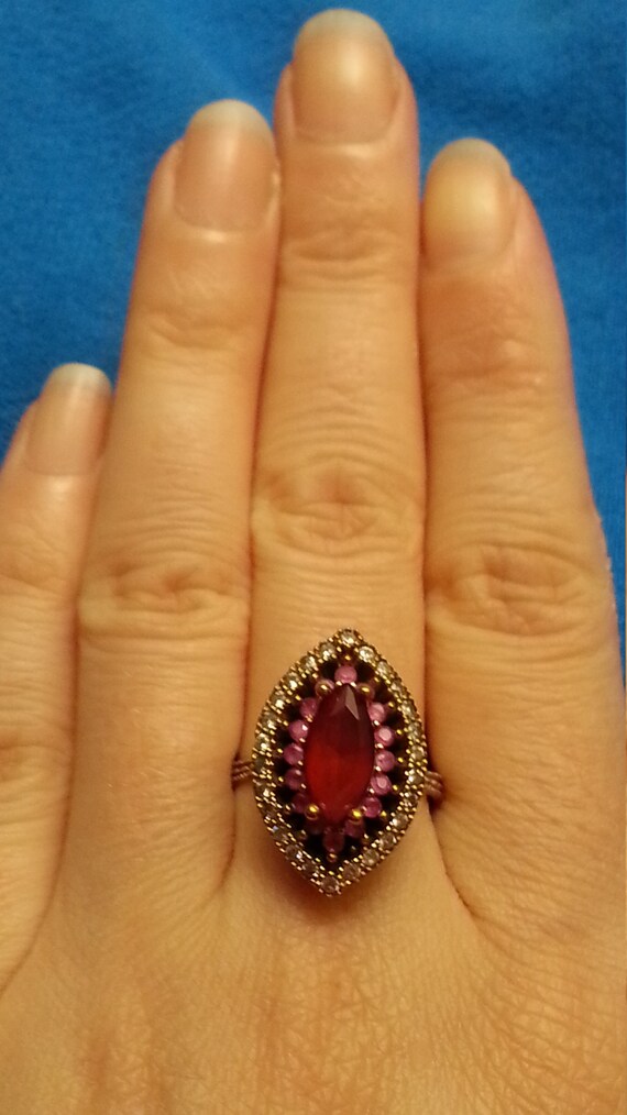 Charming sterling ruby ring, sparkling statement … - image 2