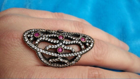 Impressive Ottoman ring, sterling silver and bron… - image 4