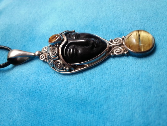 Elegant Sajen sterling silver pendant, hand-carve… - image 9