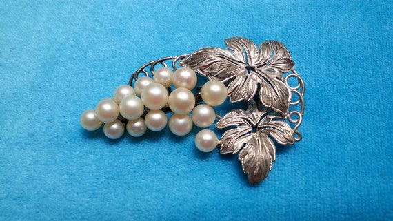 Marvelous large vintage silver grape brooch and p… - image 3