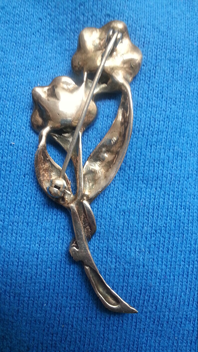 pearls Beautiful sterling silver marcasite flower brooch possibly simulated matching dangle earrings Victorian style beautiful design