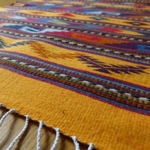 Handmade rug 150x80 cm mexican rug carpet Mexico 100 % sheep wool wall hanging