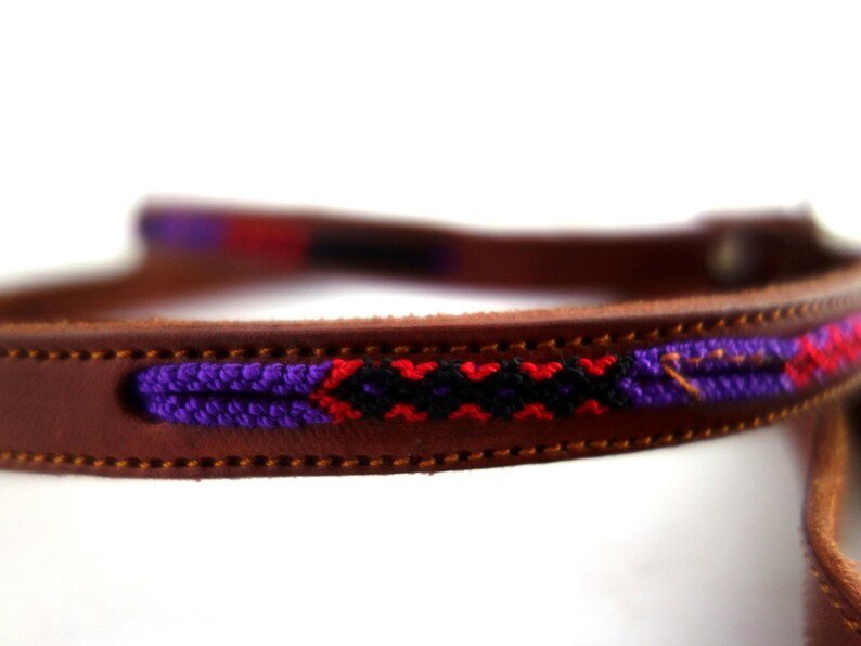Dog leash ETHNO Leatherleash Hippie Macrame Leather Strap