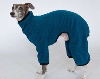 Fleece Dog Pajamas - Teal Blue | Greyhound, whippet, pitbull, xolo +