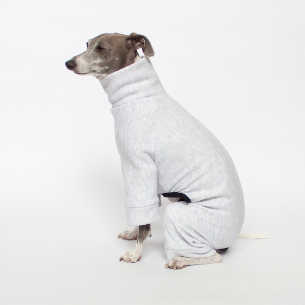 Tracksuit Dog Pajamas - Light Grey | Greyhound, whippet, pitbull, chihuahua, large dog pajamas, dog onesie, dog sweater, italian greyhound