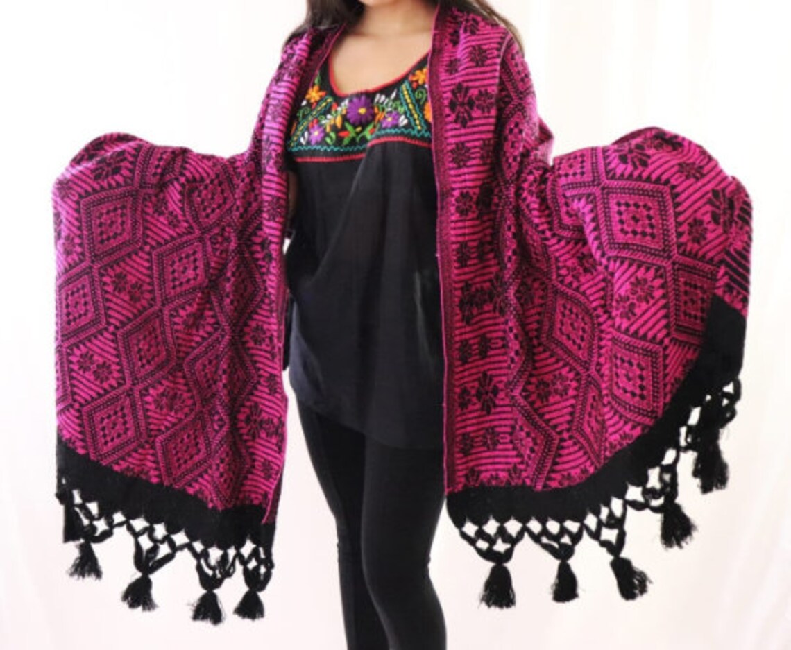 Authentic Mexican Cotton Rebozo Scarf Shawl Red for Etsy