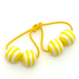 Yellow Hair Bobbles For Girls, Yellow Bead Hair Accessories.  Retro Hair Bobbles.