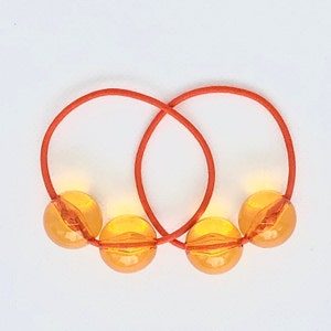 Retro Hair Bobbles, Orange Ball Hair Ties For Girls, Kids Bead Hair Ties.