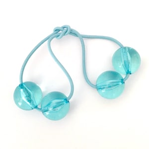 Blue Hair Bobble Accessories For Girls, Retro Hair Bobbles, Blue Hair Baubles.
