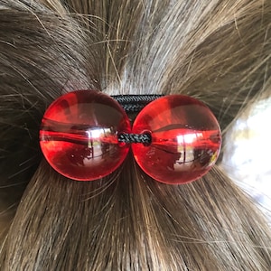 Red Bobble Hair Ties.  Girls Hair Bobbles.  Red Bead Hair Accessories.
