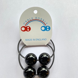 Black Hair Bobbles For Girls, Ball Hair Tie Accessories. Beaded Ponytail Holders.