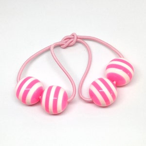 Girls Hair Bobbles, Pink Ball Hair Ties, Bobble Hair Accessories For Girls.